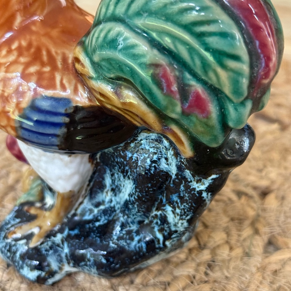 Colorful Ceramic Rooster Figurine - Picture 4 of 6